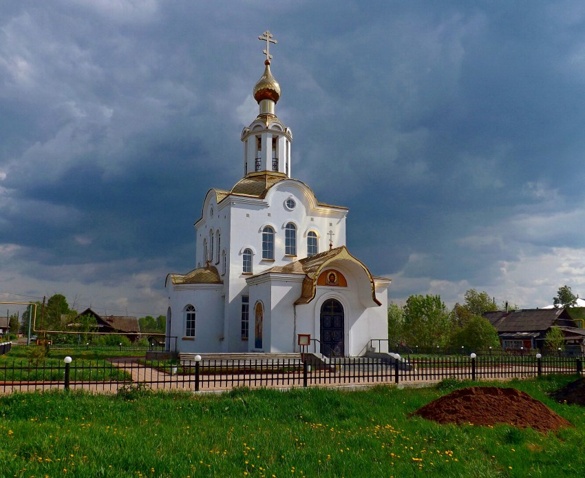 Косино. Церковь Николая Чудотворца. общий вид в ландшафте