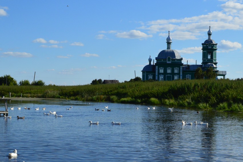 Иткуль. Церковь Николая Чудотворца. общий вид в ландшафте