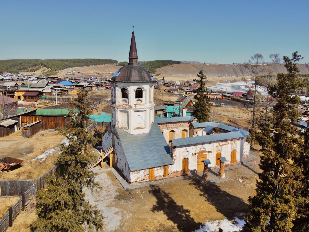 Церковь Сретения Господня, Бельск (Черемховский район, Иркутская область). общий вид в ландшафте, Вид с юга