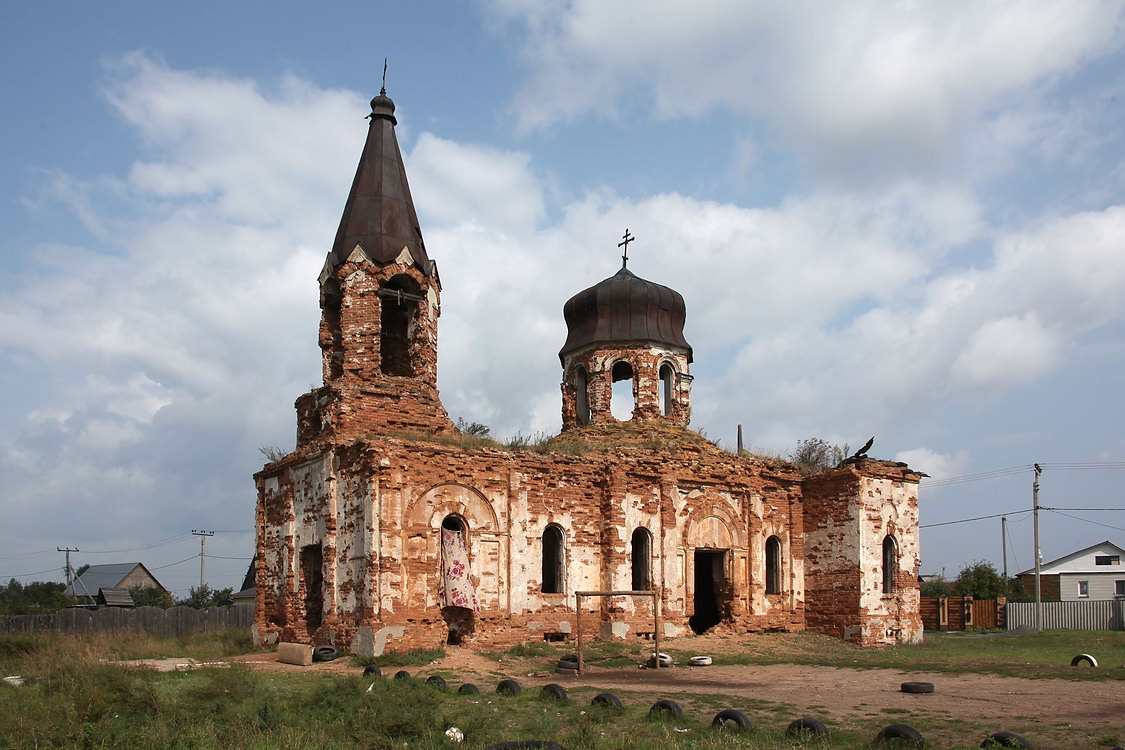 Церковь Покрова Пресвятой Богородицы, Шкодинское (Кетовский район, Курганская область). фасады, Вид с юго-запада