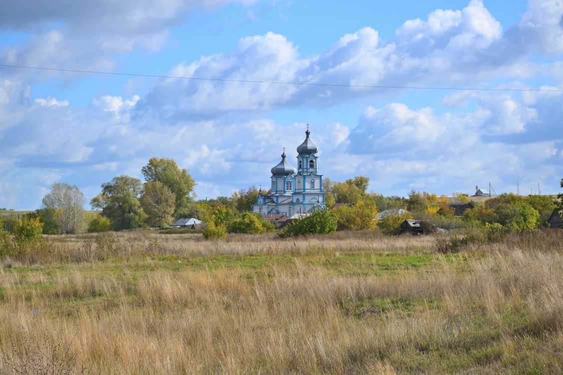 Церковь Казанской иконы Божией Матери, Заплавное (Борский район, Самарская область). общий вид в ландшафте