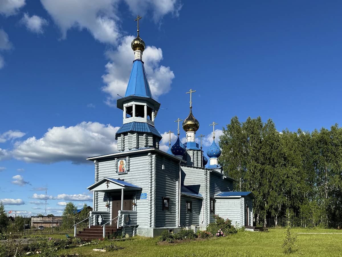 Вид с юго-запада, фасады. Церковь Иверской иконы Божией Матери, Самодед (Плесецкий район и г. Мирный, Архангельская область)