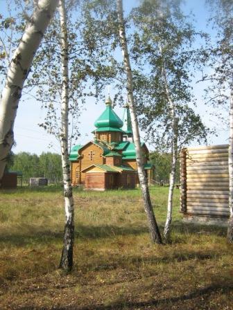 Серафимовский монастырь. Церковь Серафима Саровского, Татьяновский (Марьяновский район, Омская область). общий вид в ландшафте