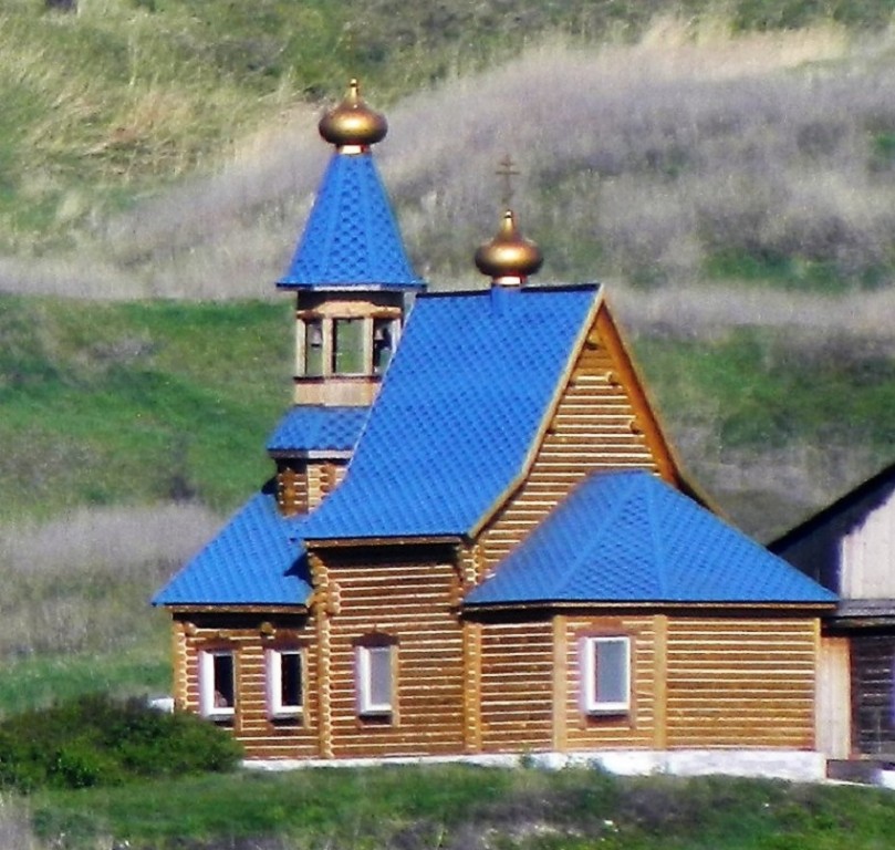 Кашпирский монастырь, урочище. Симеоновский Благовещенский мужской монастырь. Церковь Сергия Радонежского. фасады, Вид с Волги