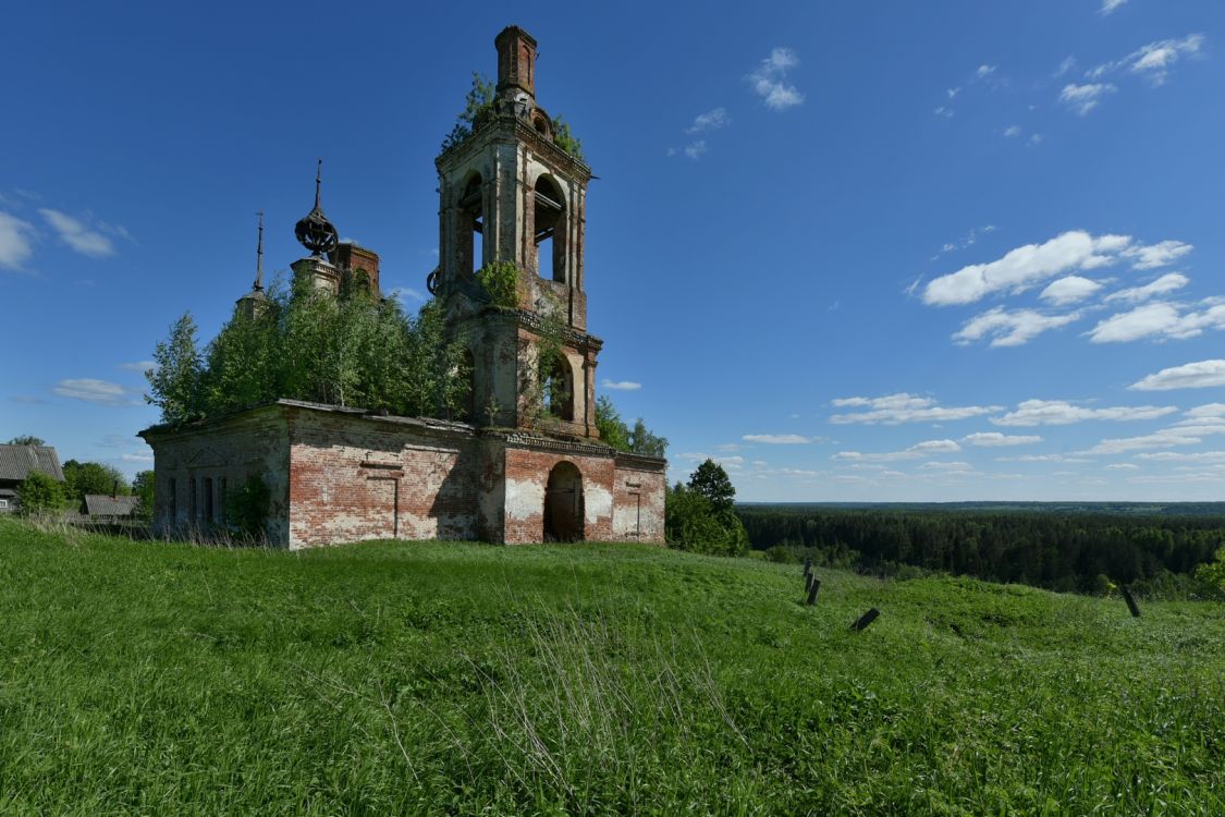 Костома. Церковь Николая Чудотворца. общий вид в ландшафте, Вид с северо-запада