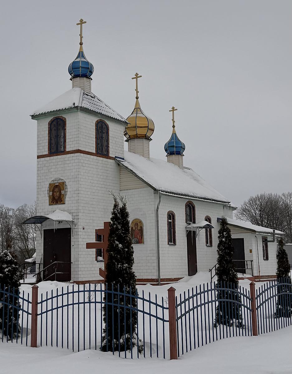 Вид с юго-запада, фасады. Церковь Покрова Пресвятой Богородицы, Ботвиново (Чечерский район, Беларусь, Гомельская область)