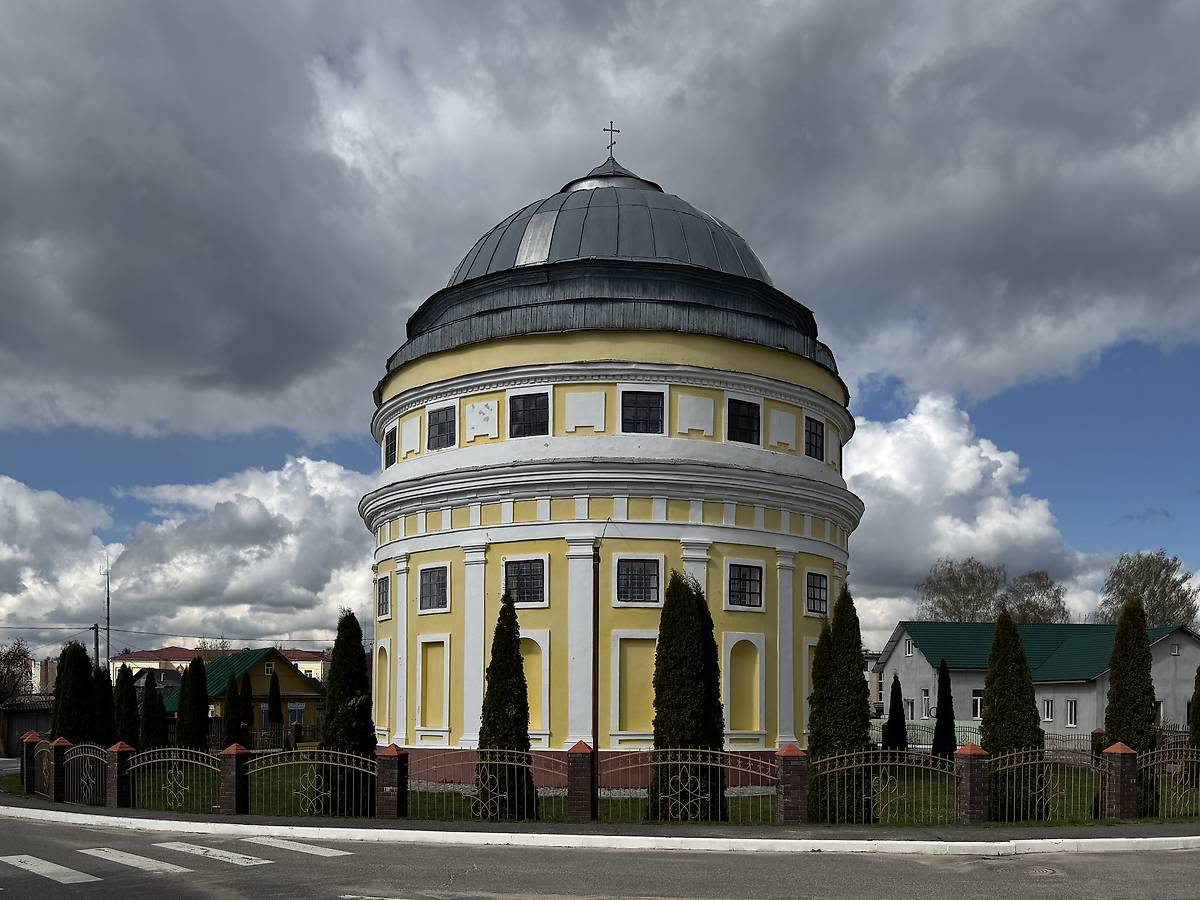 Вид с востока, фасады. Церковь Преображения Господня, Чечерск (Чечерский район, Беларусь, Гомельская область)