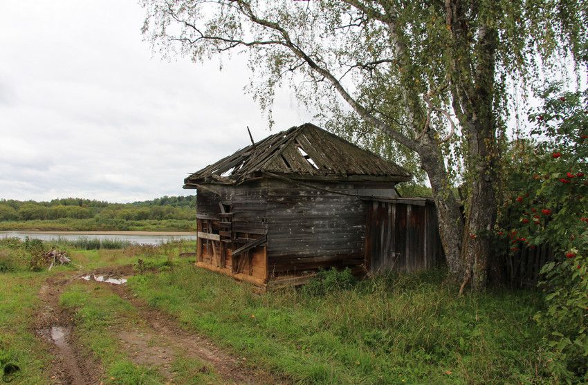 Демьяново, деревня. Неизвестная часовня. общий вид в ландшафте