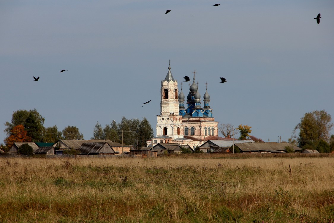 Щенники. Церковь Александра Невского. общий вид в ландшафте