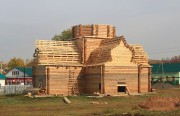 Церковь Казанской иконы Божией Матери (новая), Вид в процессе строительства на стадии возведения бочек над прирубами<br>, Серноводск, Сергиевский район, Самарская область