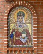 Церковь Троицы Живоначальной, Мозаичное панно слева от входа <br>, Инской, Беловский район, Кемеровская область