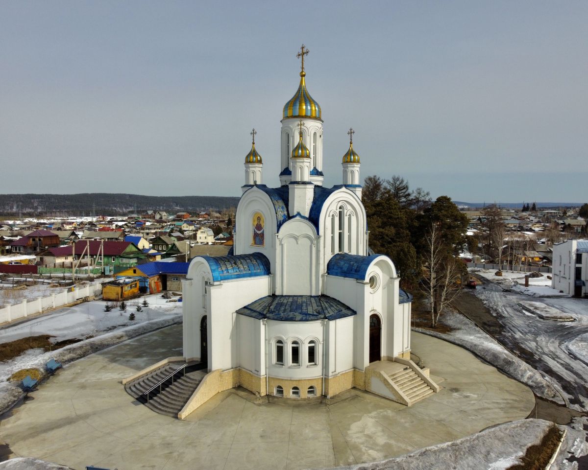Церковь Покрова Пресвятой Богородицы, Пивовариха (Иркутский район, Иркутская область). общий вид в ландшафте, Вид с ЮЗ