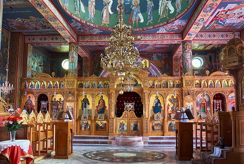 Монастырь Пастушков. Церковь Собора Пресвятой Богородицы, Бейт-Сахур (Палестина, Прочие страны). интерьер и убранство, Интерьер храма. Иконостас