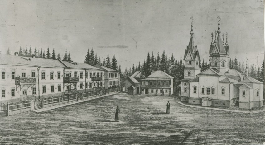 Александро-Невский Филейский мужской монастырь, Вятка (Киров) (Вятка (Киров), город, Кировская область). архивная фотография, Филейский монастырь. Внутренний двор.  Источник hhttp://humus.livejournal.com/3179145.html