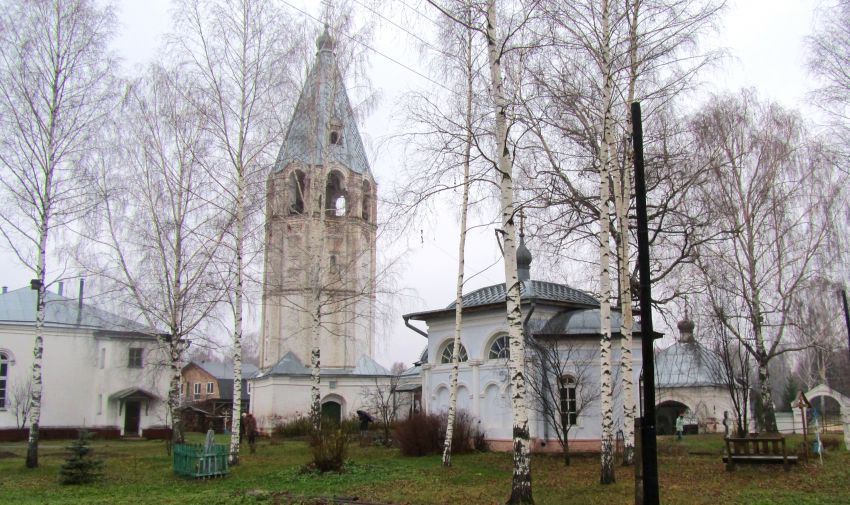 Часовня Казанской иконы Божией Матери, Рожново (Бор, ГО, Нижегородская область). общий вид в ландшафте, на фоне колокольни и других построек в ограде Казанской церкви, вид с юго-востока