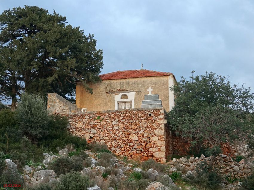 Неизвестная церковь, Акротири (Крит (Κρήτη), Греция). общий вид в ландшафте
