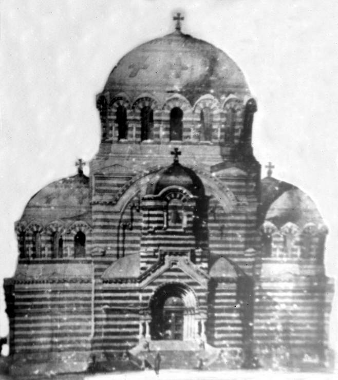 Церковь Смоленской иконы Божией Матери на старой Хлебной площади, Самара (Самара, город, Самарская область). архивная фотография, Эскиз западного фасада (без впоследствии возведенной колокольни). Источник - сайт 