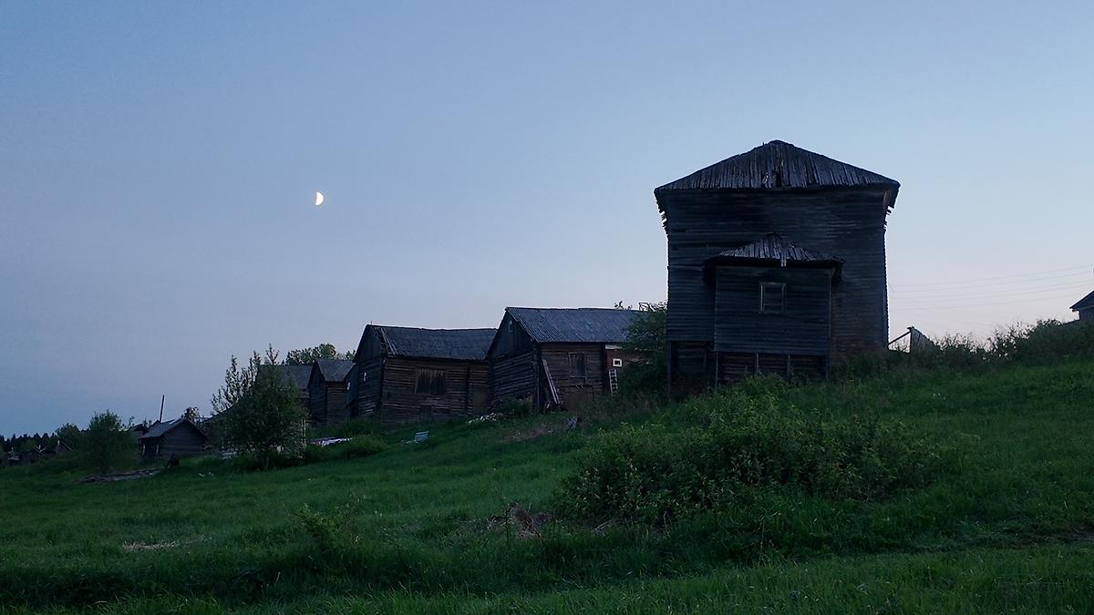 общий вид в ландшафте. Церковь Илии Пророка, Нижняя Паленьга (Холмогорский район, Архангельская область)