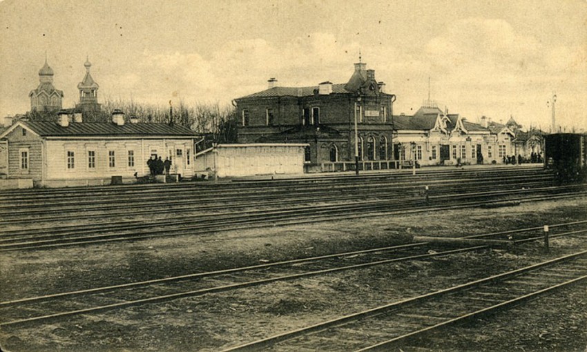 Новосибирск. Церковь Даниила пророка. архивная фотография, Ново-Николаевск. Общий вид вокзала. [Открытка]. 1905 год