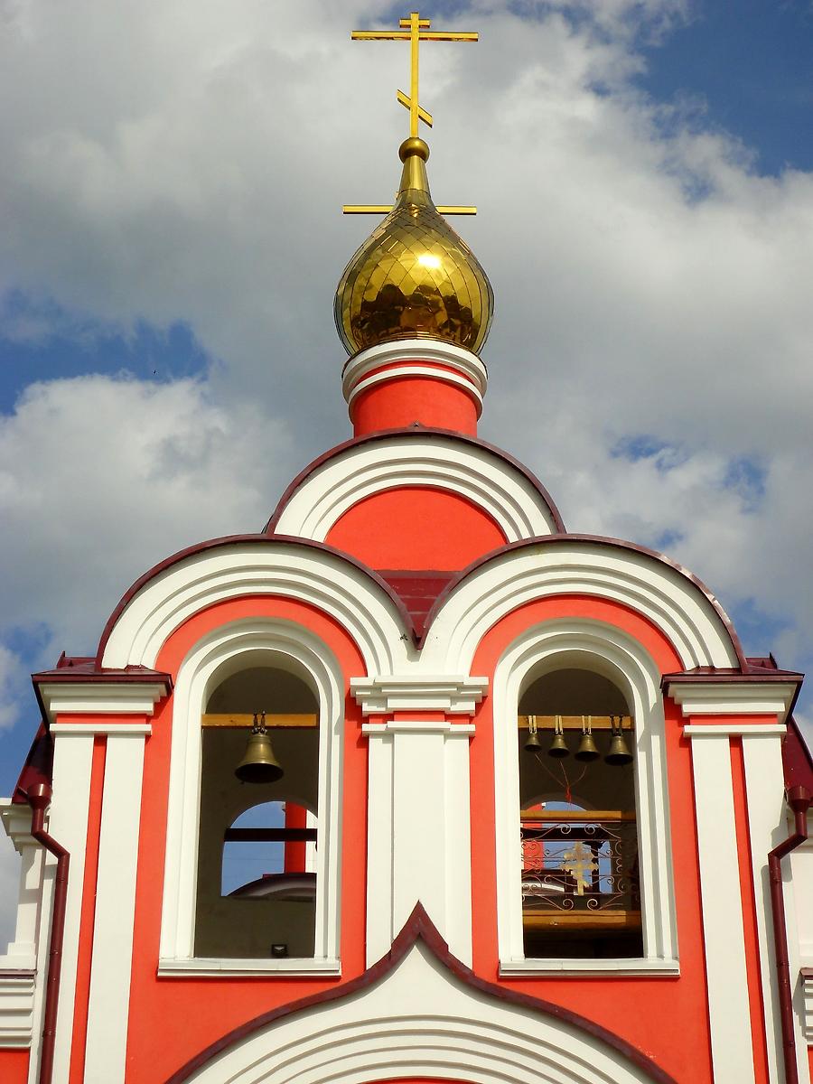 Ярус звона колокольни, архитектурные детали. Церковь Рождества Иоанна Предтечи, Криводановка (Новосибирский район, Новосибирская область)