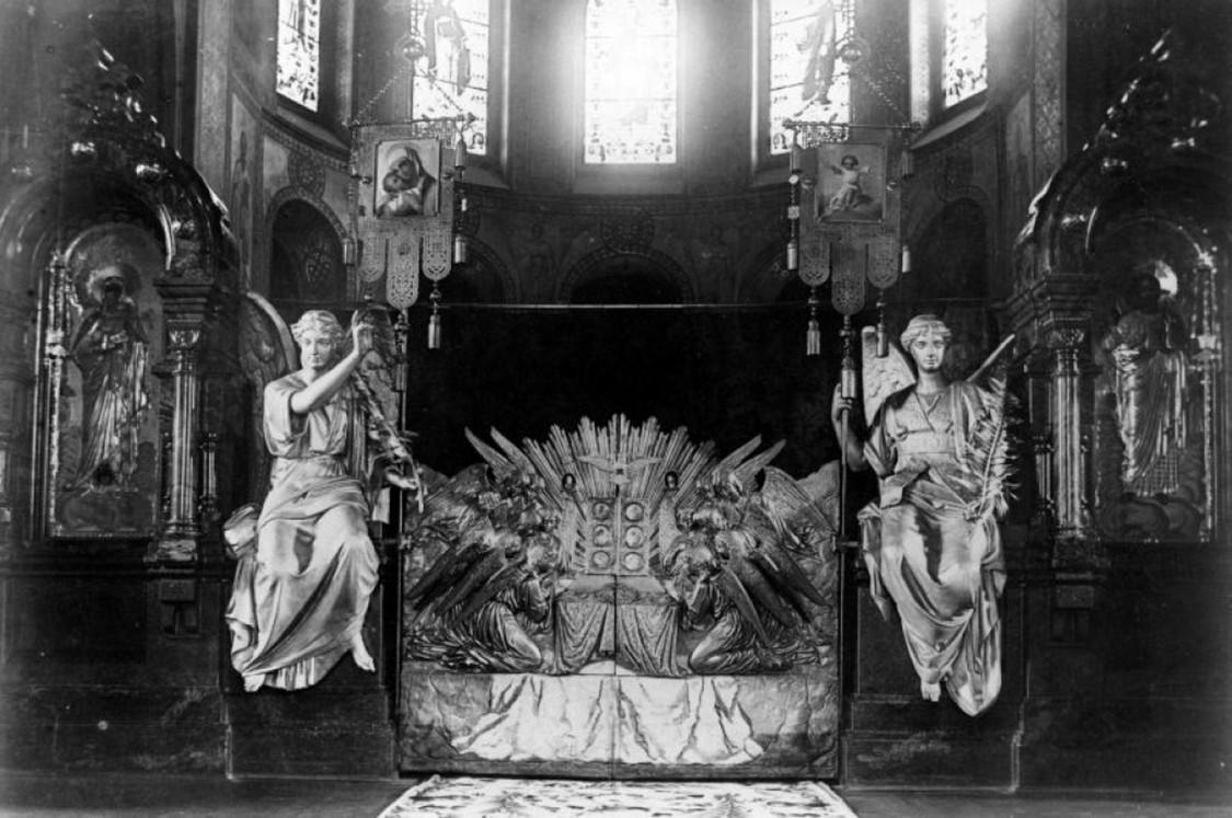 Троицкая Сергиева Приморская пустынь. Собор Воскресения Христова, Стрельна (Санкт-Петербург, Петродворцовый район, г. Санкт-Петербург). архивная фотография, Царские врата 1900 год с http://oldsp.ru/old/photo/view/20819
