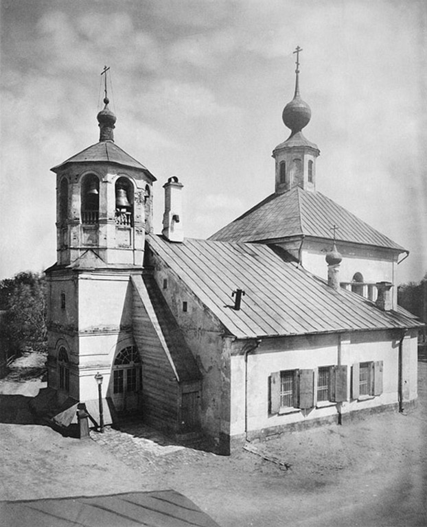 Что на Бережках, церковь Тихвинской иконы Божией Матери, Дорогомилово (Западный административный округ (ЗАО), г. Москва). архивная фотография, Найденов Н. А. Москва. Соборы, монастыри и церкви. Ч. IV: Местность за Земляным городом. М., 1883, N 25 (фото 1882 года)