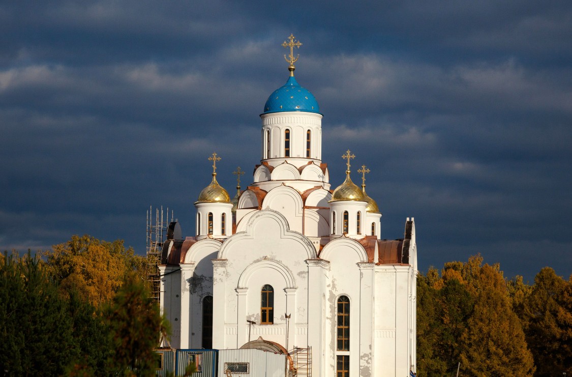 Горки Ленинские. Церковь Первосвятителей Московских. общий вид в ландшафте