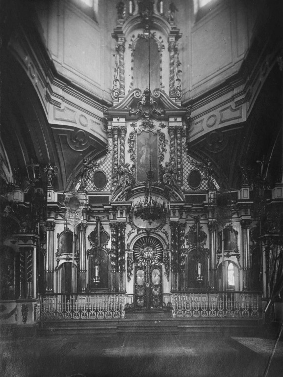 Собор Троицы Живоначальной (старый), Колпино (Санкт-Петербург, Колпинский район, г. Санкт-Петербург). архивная фотография, Центральный иконостас. Архив КГИОП. Фото 1929 г.