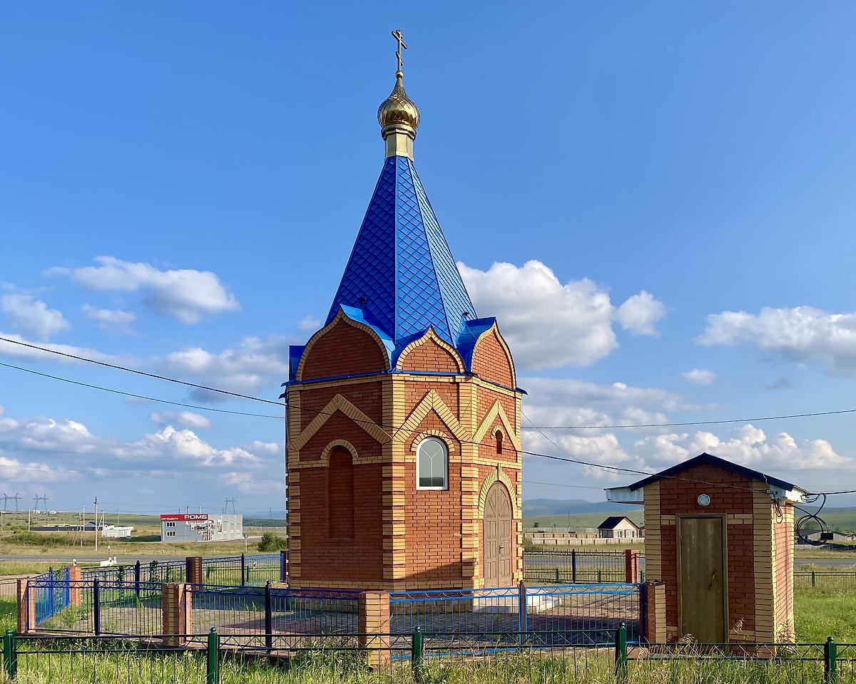 Вид с СЗ, фасады. Часовня Иерусалимской иконы Божией Матери, Шира (Ширинский район, Республика Хакасия)
