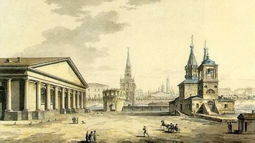Церковь Николая Чудотворца, что в Сапожке, Тверской (Центральный административный округ (ЦАО), г. Москва). архивная фотография, литография 1817 года