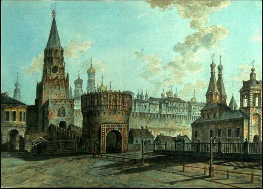 Церковь Николая Чудотворца, что в Сапожке, Тверской (Центральный административный округ (ЦАО), г. Москва). архивная фотография, литография 1817 года