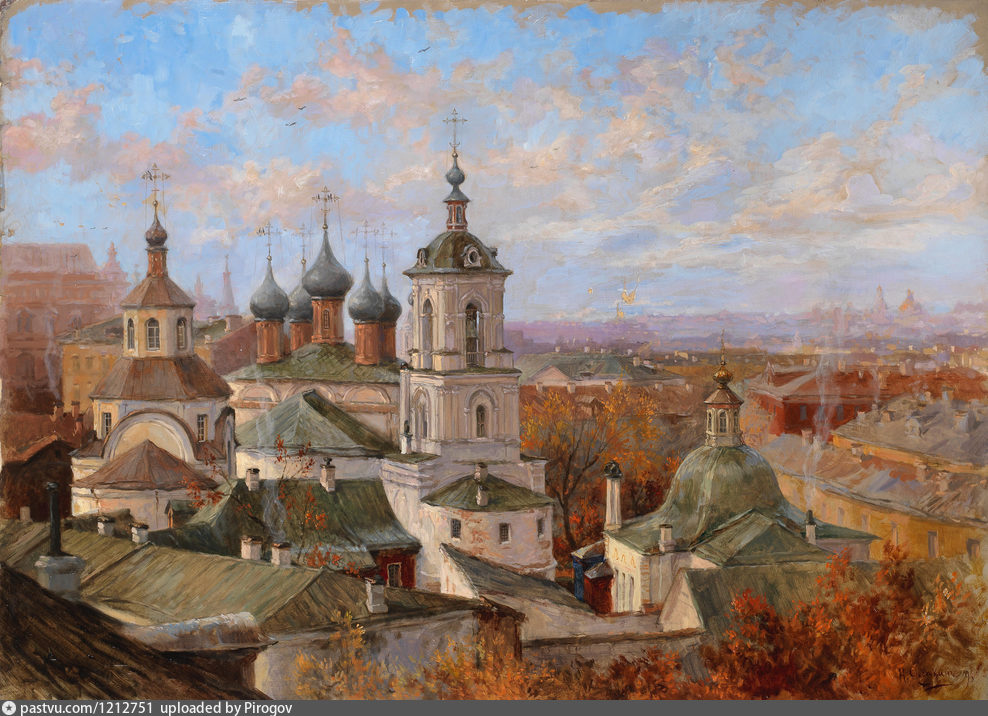 Златоустовский мужской монастырь, Басманный (Центральный административный округ (ЦАО), г. Москва). графика, Вид на Златоустовский монастырь