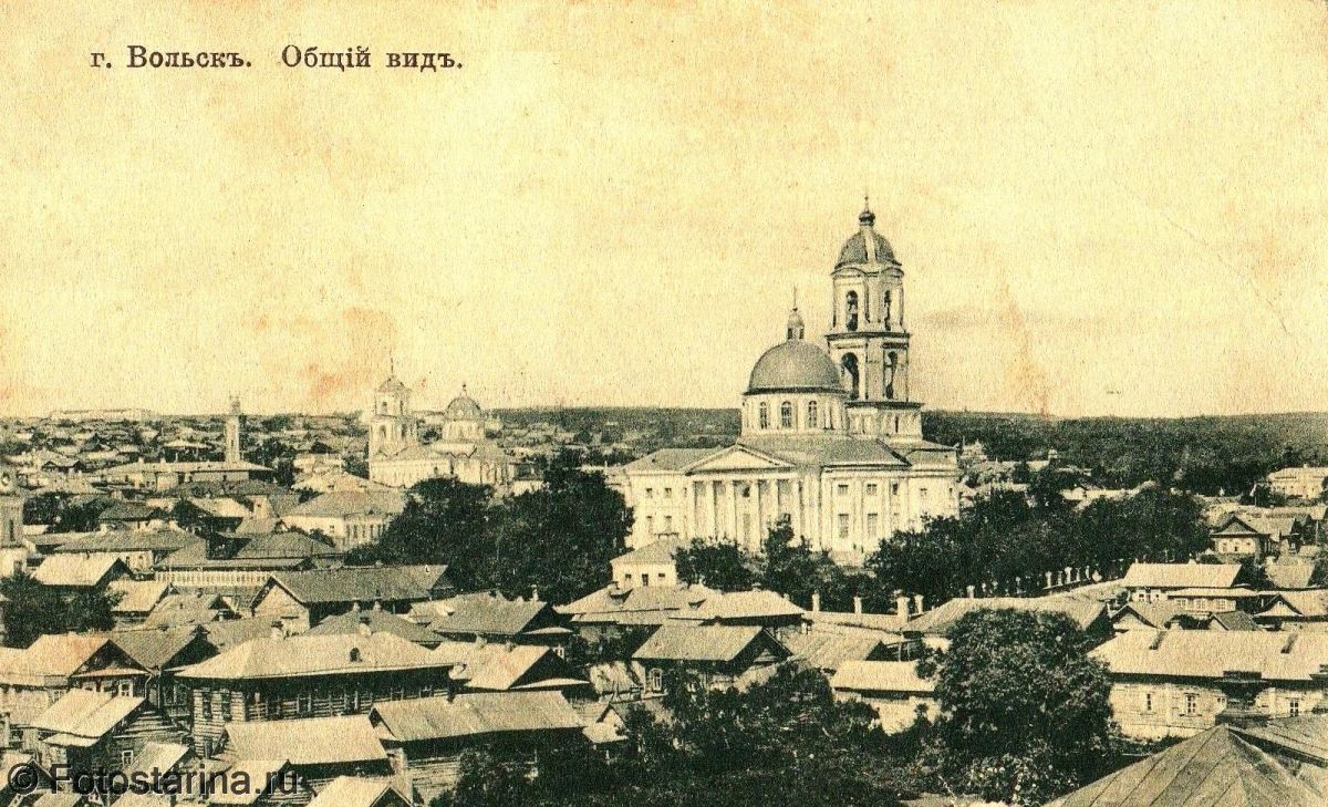 Церковь Рождества Христова и Успения Пресвятой Богородицы, Вольск (Вольский район, Саратовская область). архивная фотография, Почтовая открытка нач. ХХ века.
