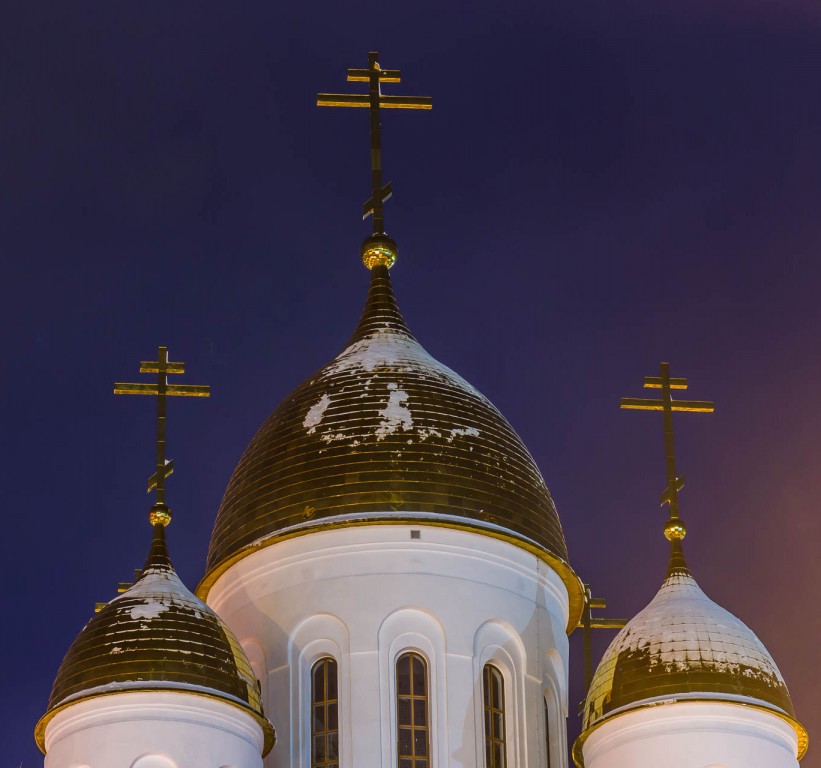 Иваново. Церковь Вознесения Господня (новая). художественные фотографии, Вид вечером
