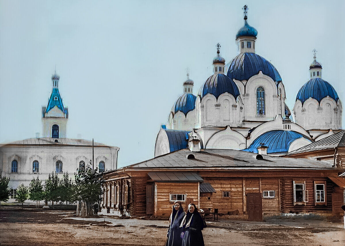 Одигитриевский женский монастырь., Челябинск (Челябинск, город, Челябинская область). архивная фотография, Раскрашенная фотография 1910-х гг.