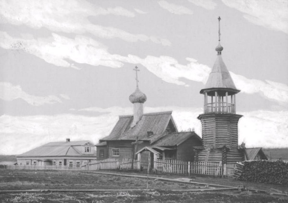 Церковь с северо-запада. Фото 1900-х годов, ГИМ 55709/29815, архивная фотография. Церковь Преображения Господня, Подужемье (затоплено) (Кемский район, Республика Карелия)