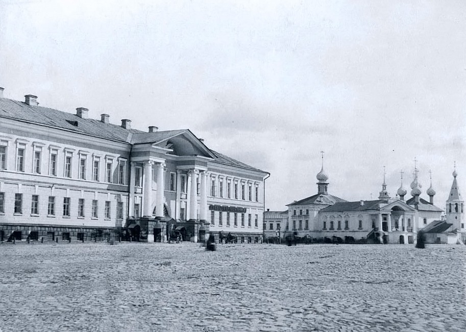 Храмовый комплекс. Церкви Воскресения Христова и Георгия Победоносца на Площадке, Кострома (Кострома, город, Костромская область). архивная фотография, Фотоснимок с дореволюционной фотокарточки.