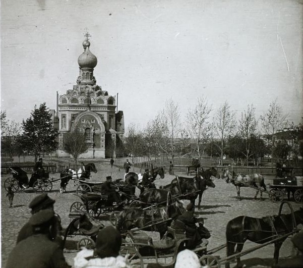 Омск. Церковь Троицы Живоначальной при железнодорожном вокзале. архивная фотография, Частная коллекция. Фото 1910 г.