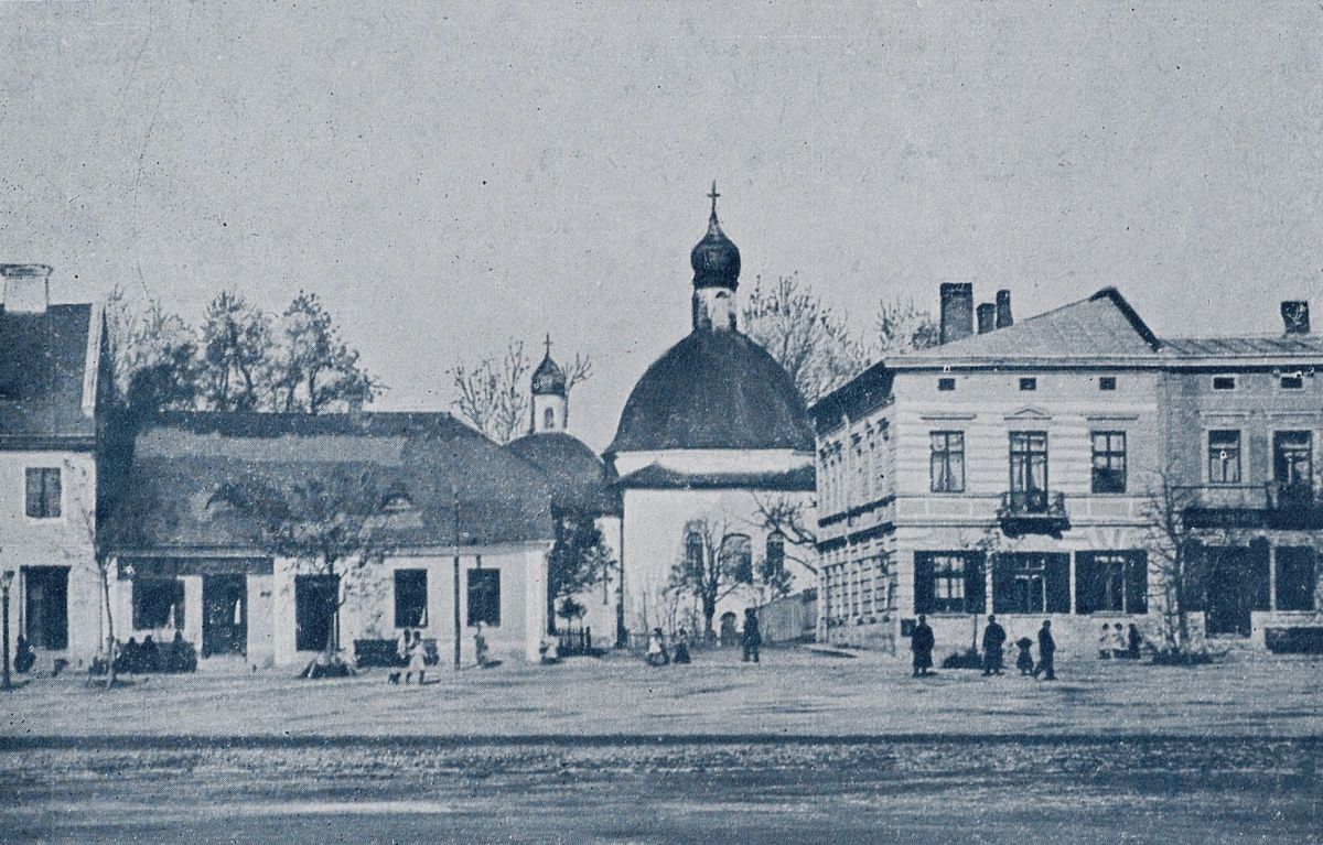 Церковь Благовещения Пресвятой Богородицы, Городок (Львовский район, Украина, Львовская область). архивная фотография, Фото 1906 г. Польская национальная электронная библиотека https://polona2.pl/item/pozdrowienie-z-grodka-gruss-aus-grodek-bei-lemberg,NzA0NDQ5/0/#info:metadata