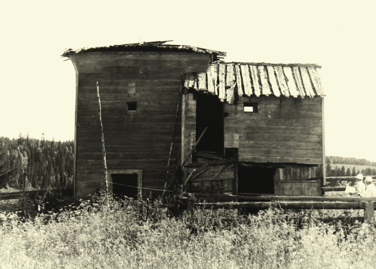 Часовня Николая Чудотворца, Ёжуга, урочище (Устьёжуга) (Пинежский район, Архангельская область). архивная фотография, Северный фасад.. 1970-1990-е годы. Из паспорта памятника архитектуры № 291510225640005. 