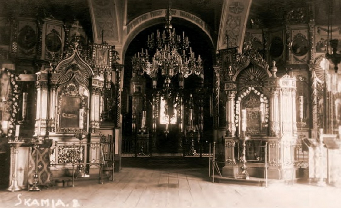 Церковь Илии Пророка, Скамья (Сланцевский район, Ленинградская область). архивная фотография, Интерьер начало 20 века.