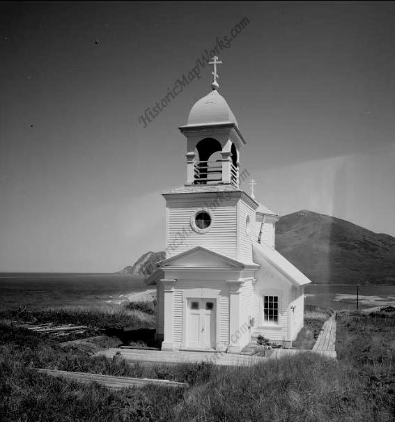 Церковь Вознесения Господня, Карлук (Аляска, США). архивная фотография, Фото с сайта http://www.historicmapworks.com/Atlas.php?cat=BWPhotos&c=HB&a=289