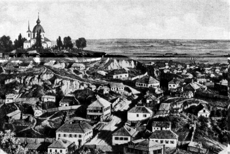 Церковь Всех Святых на Щекавицком кладбище, Щекавица (Шевченковский район, Украина, г. Киев). графика, Историческое урочище Щекавица, 1888 г. Гравюра Паннемакера с рисунка И.С. Панова. 14,8х21,8. Напечатана в российском периодическом издании, вырезка из которой хранится в альбоме «Киев», № 20. Научно-техническая библиотека Научно-исследовательского института строительного производства Госстроя УССР, Киев. Источник: «Сквозь века: Киев в изобразительном искусстве 12–20 в.в.» - К.: «Искусство», 1982 г., № 199