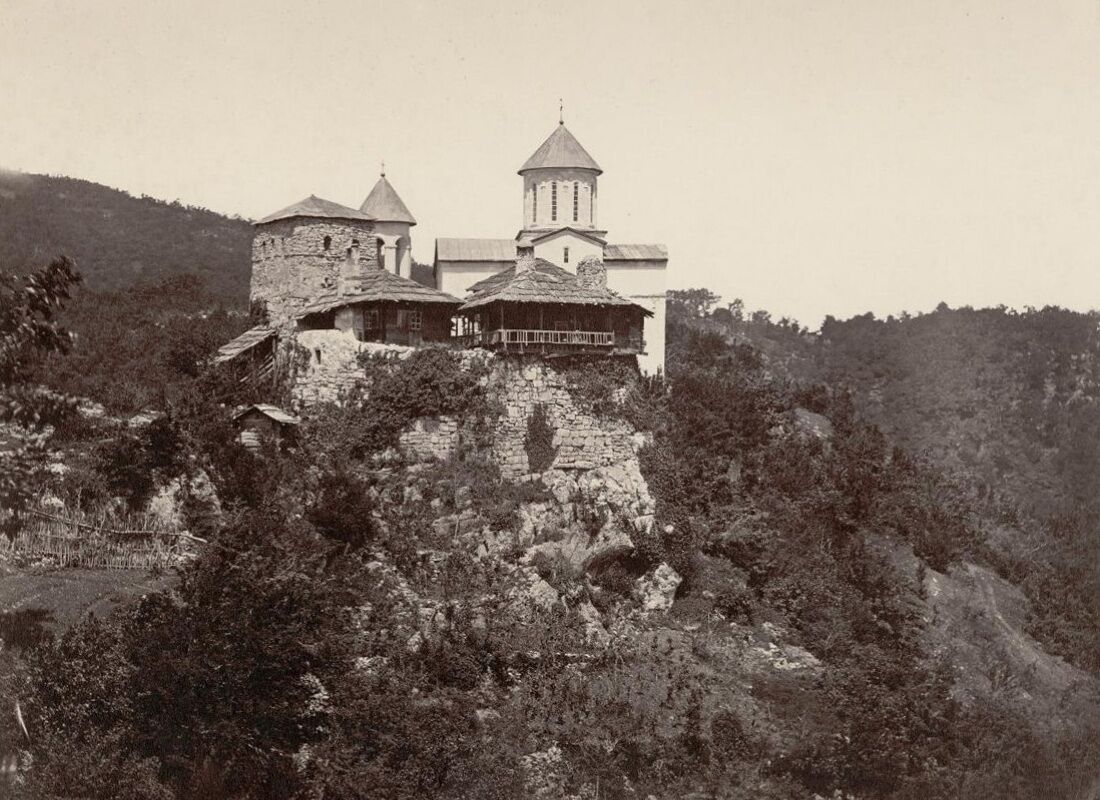 Монастырь Давида и Константина, Моцамета (Имеретия, Грузия). архивная фотография, Фото 1865 года из фондов Музея Академии художеств. Автор Edward Westly