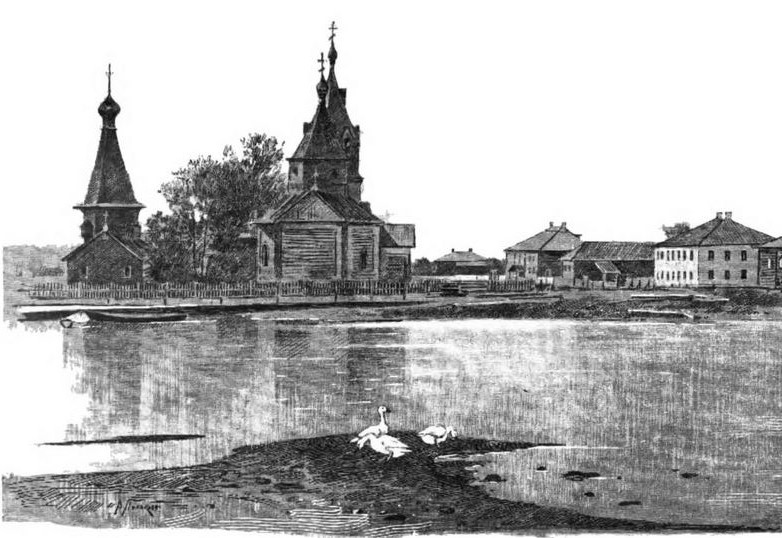 Собор Петра и Павла (первый), Повенец (Медвежьегорский район, Республика Карелия). графика, Гравюра из книги 