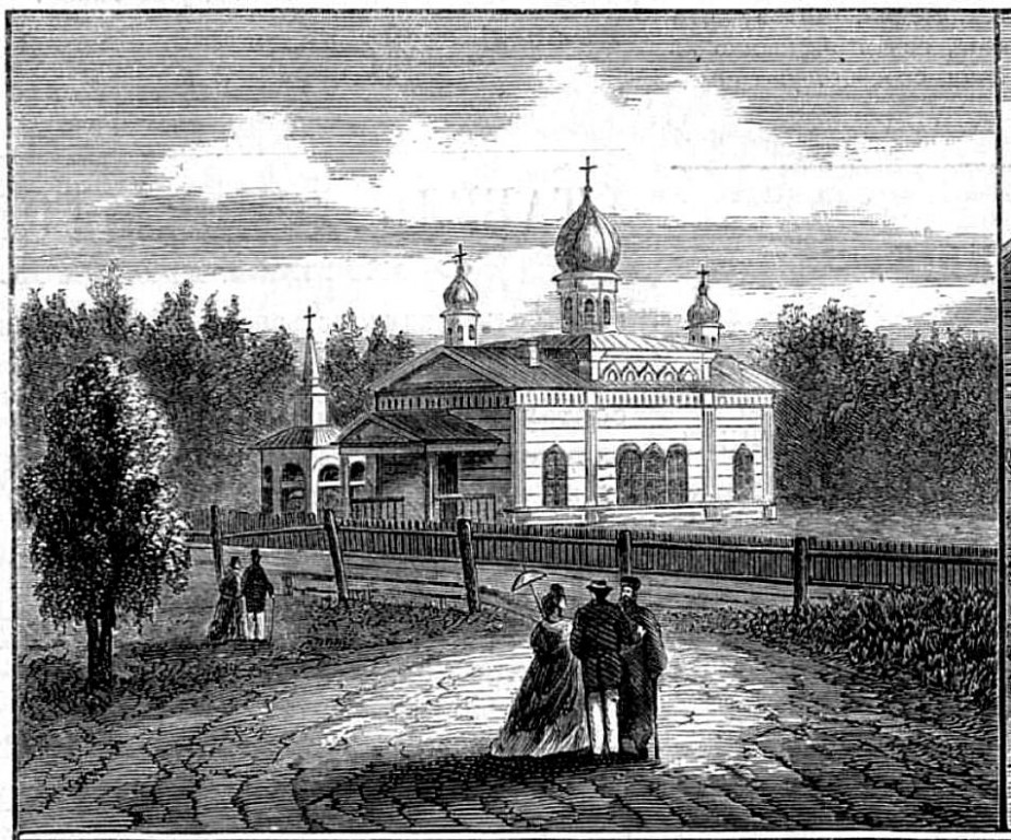 Церковь Казанской иконы Божией Матери (старая), Горячинск (Прибайкальский район, Республика Бурятия). архивная фотография, Ранее существовавшая церковь. Рис. из журнала 