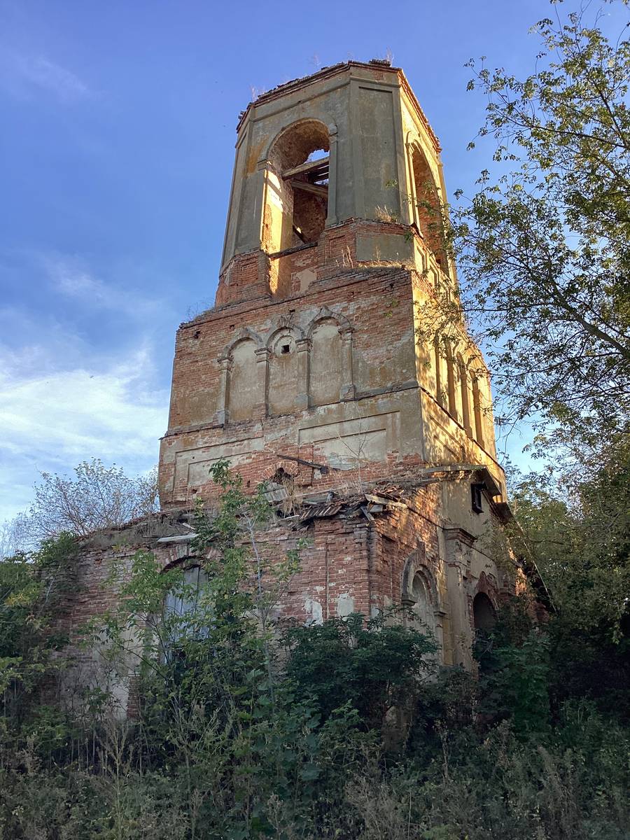 Колокольня, вид с северо-запада, фасады. Церковь Казанской иконы Божией Матери, Пеньшино (Верховский район, Орловская область)
