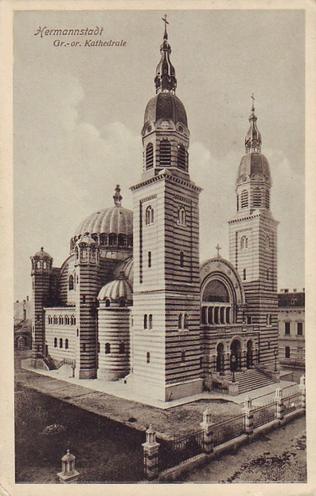 Кафедральный собор Троицы Живоначальной, Сибиу (Сибиу, Румыния). архивная фотография, Тиражная почтовая открытка 1930-х годов