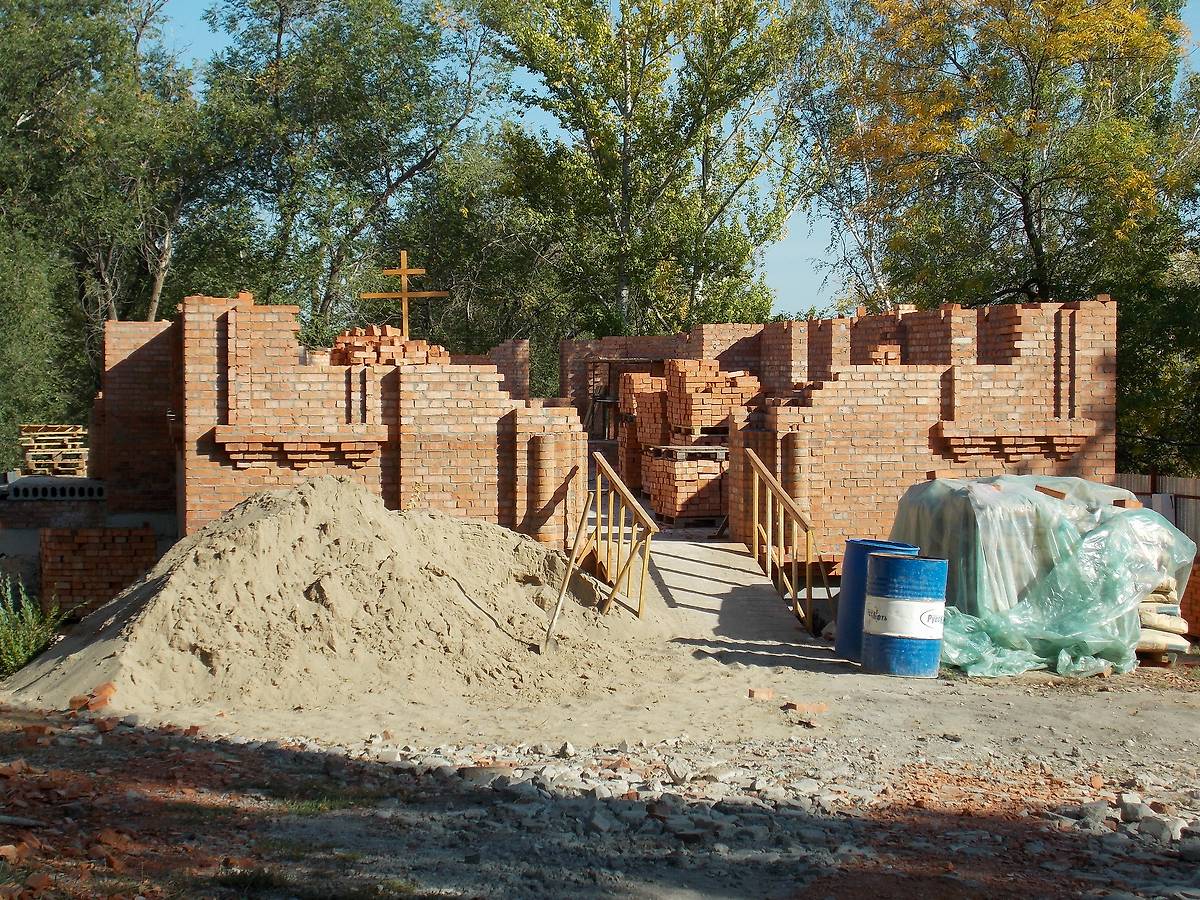 Начало строительства храма., документальные фотографии. Церковь Иоанна Богослова в Октябрьском ущелье, Саратов (Саратов, город, Саратовская область)