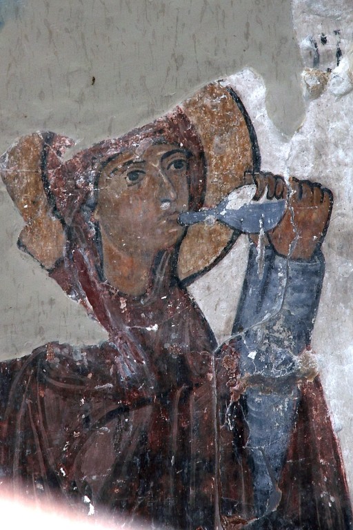 Собор Успения Пресвятой Богородицы, Атени (Шида-Картли, Грузия). интерьер и убранство, Обличение Марии горькой водой. Фреска, 1080 г.